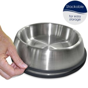 PetFusion Premium Brushed Anti-Tip Dog & Cat Bowls Set